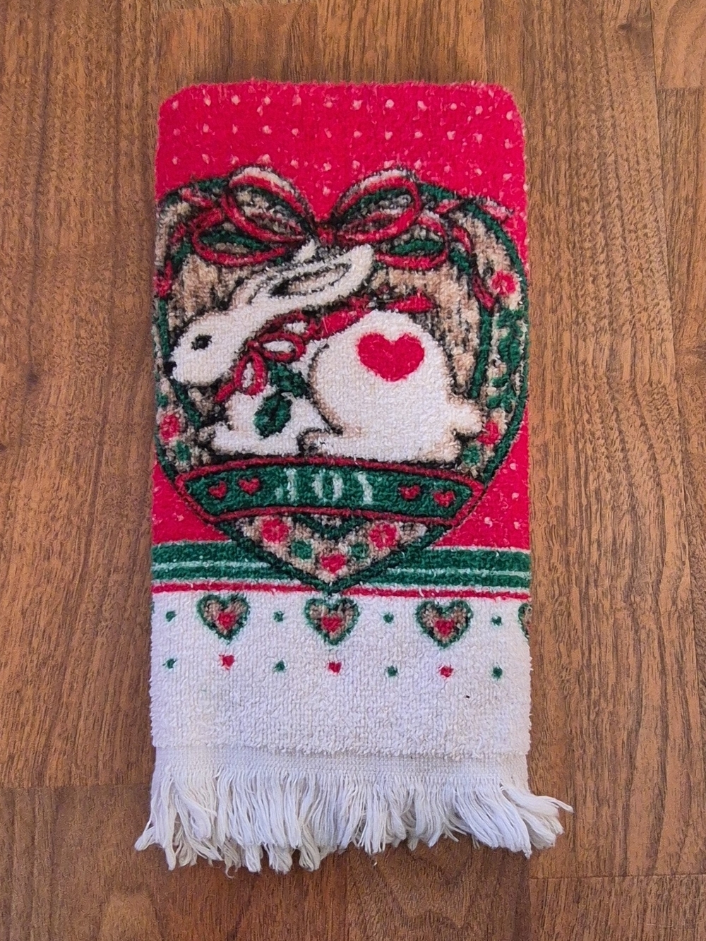 Canon Red and White Bunny Heart Holiday Towel